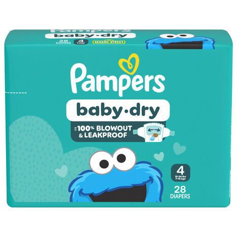 Pampers Size 4 Diapers (15-34 lbs (7-15 kgs)) - 28 Diapers