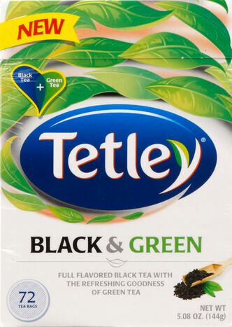 Tetley Black & Green Tea, Tea Bags - 72 Bags