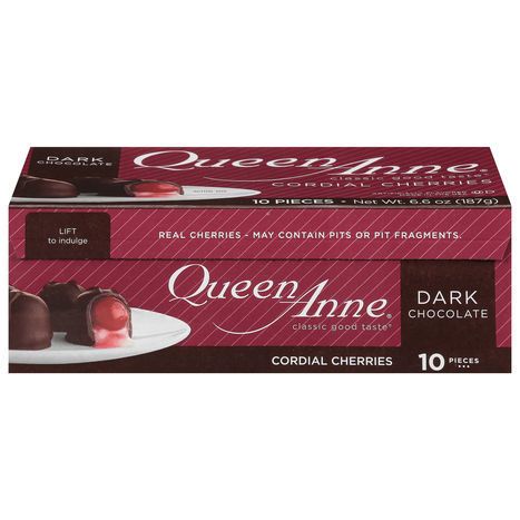 Queen Anne Dark Chocolate, Cordial Cherries - 10 Pieces