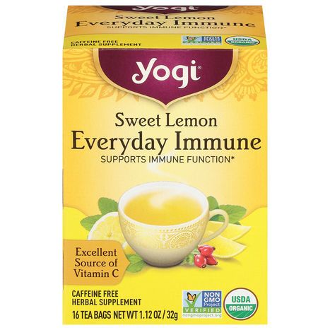 Yogi Herbal Supplement, Sweet Lemon, Caffeine Free, Everyday Immune, Tea Bags - 16 Tea Bags
