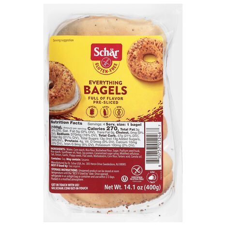 Schar Gluten-Free Pre-Sliced Everything Bagels - 14.1 Ounces