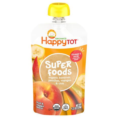 Happy Tot Organic Bananas, Peaches & Mangos + Super Chia Pouch - 4.22 Ounces