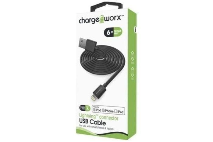 Charge Worx Lightning Connector USB Cable,IPhone,6ft.