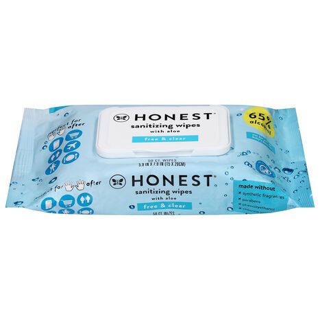 Honest Free & Clear Sanitizing Wipes with Aloe - 50 Wipes