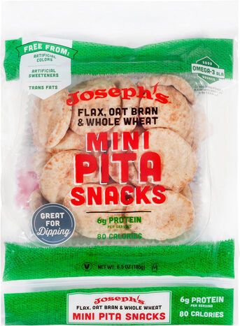 Joseph's Flax, Oat Bran & Whole Wheat Mini Pita Snacks - 6.5 Ounces