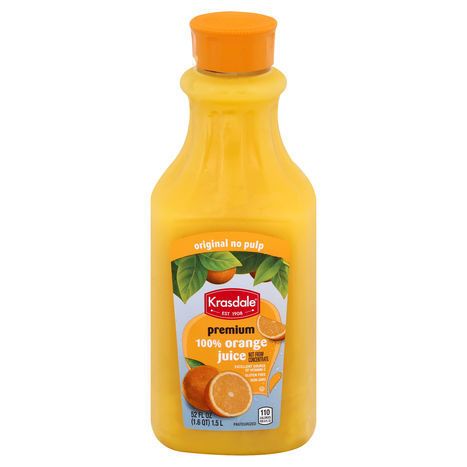 Krasdale 100% Juice, Orange, Premium - 52 Fluid Ounces