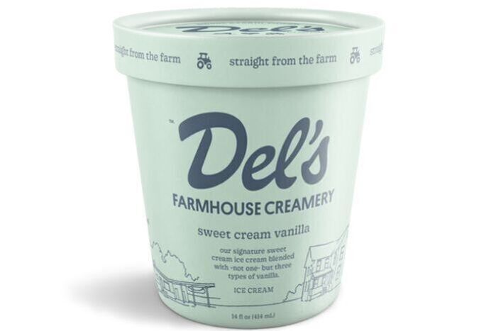 Del's Ice Cream, Sweet Cream Vanilla - 14oz