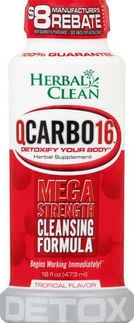 Herbal Clean Cleansing Formula, QCarbo16, Mega Strength, Tropical Flavor - 16 Fluid Ounces