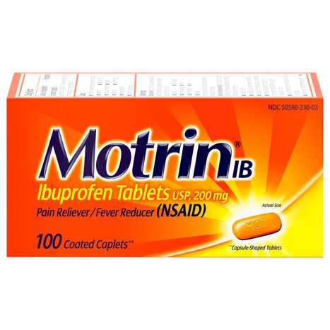 MotrinIB Coated Caplets 200 mg Pain Reliever/Fever Reducer - 100 Caplets