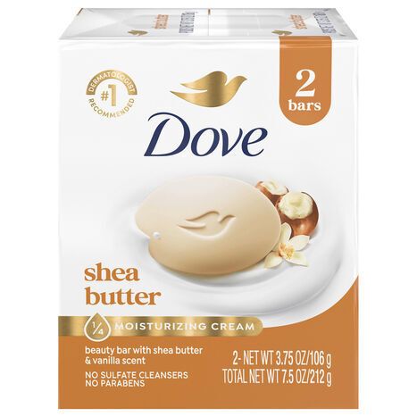 Dove Beauty Bar with Shea Butter & Vanilla Scent - 2 x 3.75 Ounces