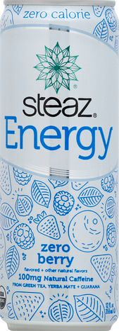 Steaz Energy Drink, Zero Calorie, Zero Berry - 12 Fluid Ounces