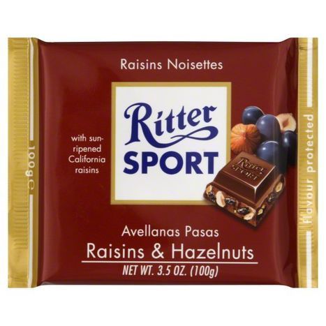 Ritter Sport Milk Chocolate, with Raisins & Hazelnuts - 100 Grams