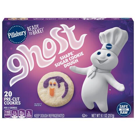 Pillsbury Ghost Shape Sugar Cookie Dough - 20 Pre-cut Cookies