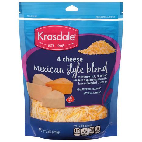 Krasdale Fancy Shredded Cheeses, 4 Cheese, Mexican Style Blend - 8 Ounces