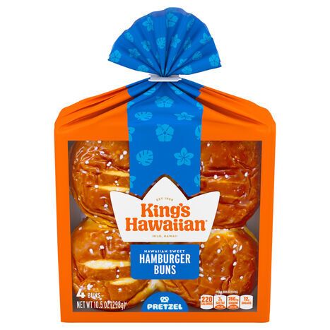 King's Hawaiian Pretzel Hawaiian Sweet Hamburger Buns - 4 Buns