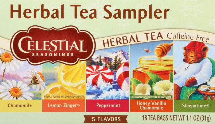 Celestial Seasonings Herbal Tea Sampler, 5 Flavors, Caffeine Free, Tea Bags - 18 Tea Bags