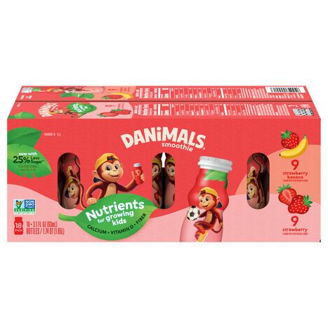 Danimals Strawberry Banana & Strawberry Kids Low Fat Yogurt Smoothies - 18 x 3.1 Fluid Ounces