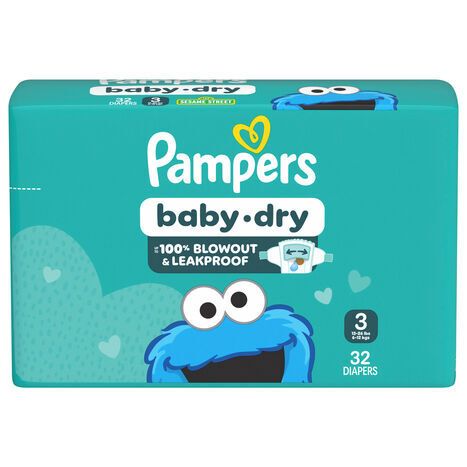 Pampers 123 Sesame Street Size 3 Diapers (13-26 lbs (6-12 kgs)) Jumbo Pack - 32 Diapers