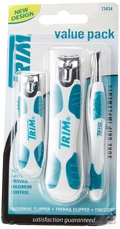 Trim Value Pack Toenail Clipper Fingernail Clipper Tweezers - 3 Pack