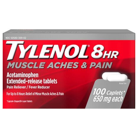 Tylenol Caplets 8 Hr Muscle Aches & Pain Pain Reliever/Fever Reducer - 100 Caplets