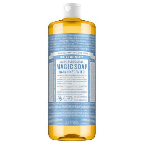 Dr. Bronner's 18-In-1 Pure-Castile Baby Unscented Magic Soap - 32 Fluid Ounces
