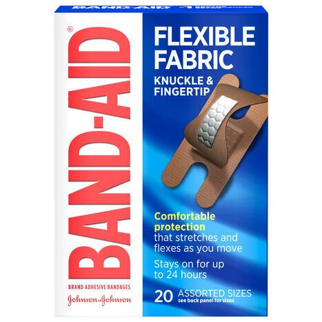 Band-Aid Flexible Fabric Knuckle & Fingertip Assorted Sizes Adhesive Bandages - 20 Bandages