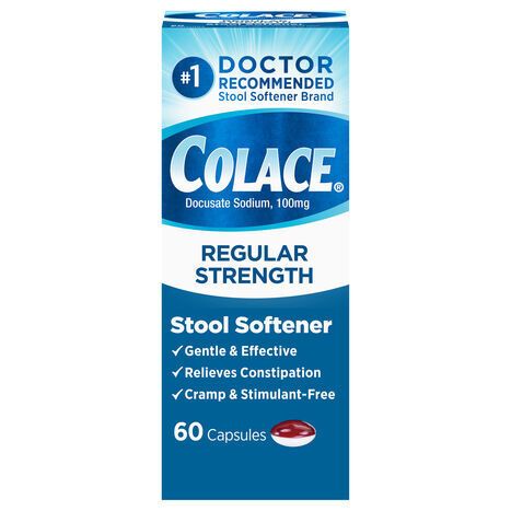 Colace Stool Softener, Regular Strength, Capsules - 60 Capsules