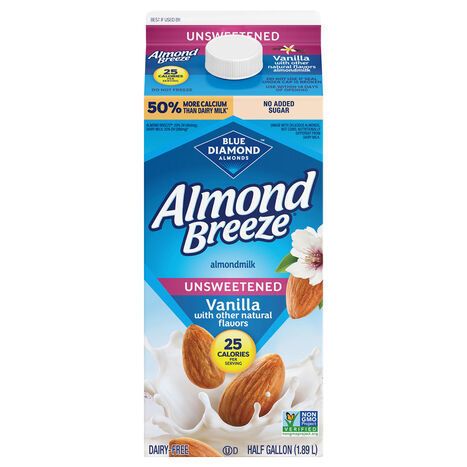 Almond Breeze Dairy-Free Unsweetened Vanilla Almondmilk - half gallon