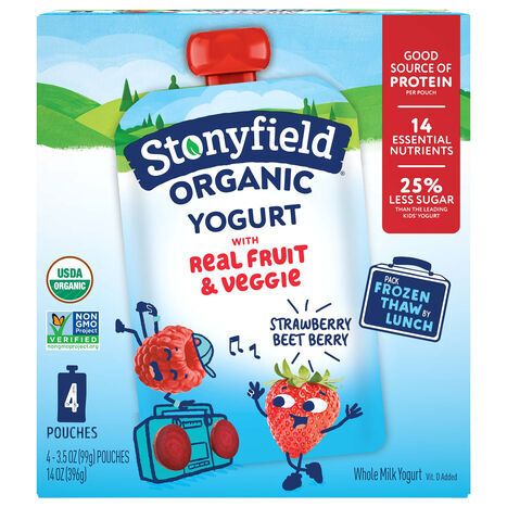 Stonyfield Organic Whole Milk Strawberry Beet Berry Yogurt - 4 x 3.5 Ounces