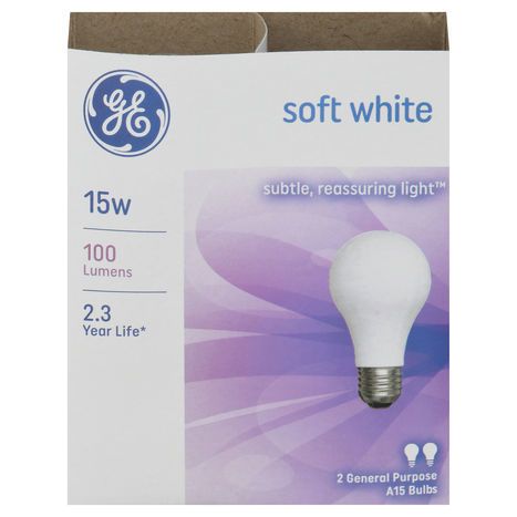 GE Light Bulbs, Soft White, 15 Watts - 2 Light Bulbs
