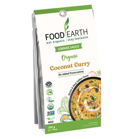 Food Earth Organic Coconut Curry Simmer Sauce - 300 Grams