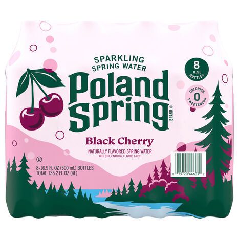 Poland Spring Sparkling Black Cherry Spring Water - 8 x 16.9 Fluid Ounces