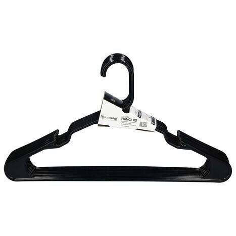 ClosetSelect Black Plastic Hangers - set of 10
