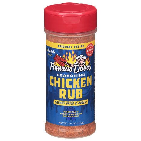 Famous Dave's Chicken Rub Mild Savory Spice & Garlic Seasoning - 5.25 Ounces